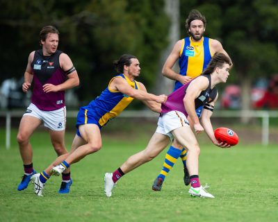 VAFA Round 1 - Premier B Men's, De La Salle vs Old Haileyburians, held at Waverley Oval, Malvern East on 10/4/21 (Credit Image: Dennis Timm Photography)