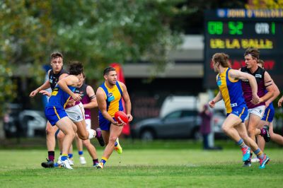 VAFA Round 1 - Premier B Men's, De La Salle vs Old Haileyburians, held at Waverley Oval, Malvern East on 10/4/21 (Credit Image: Dennis Timm Photography)
