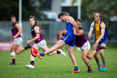 VAFA Round 1 - Premier B Men's, De La Salle vs Old Haileyburians, held at Waverley Oval, Malvern East on 10/4/21 (Credit Image: Dennis Timm Photography)