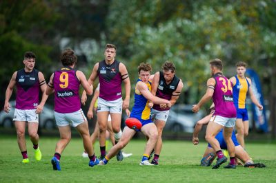 VAFA Round 1 - Premier B Men's, De La Salle vs Old Haileyburians, held at Waverley Oval, Malvern East on 10/4/21 (Credit Image: Dennis Timm Photography)