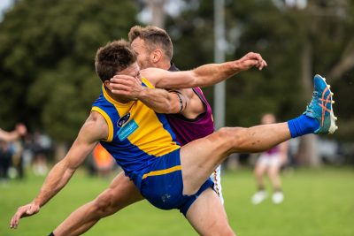 VAFA Round 1 - Premier B Men's, De La Salle vs Old Haileyburians, held at Waverley Oval, Malvern East on 10/4/21 (Credit Image: Dennis Timm Photography)