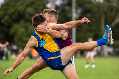 VAFA Round 1 - Premier B Men's, De La Salle vs Old Haileyburians, held at Waverley Oval, Malvern East on 10/4/21 (Credit Image: Dennis Timm Photography)