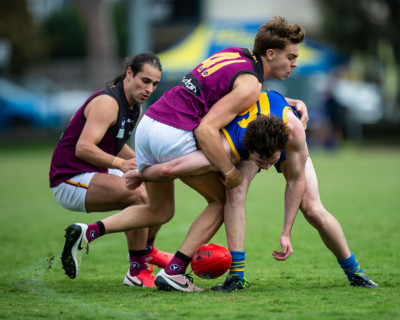 VAFA Round 1 - Premier B Men's, De La Salle vs Old Haileyburians, held at Waverley Oval, Malvern East on 10/4/21 (Credit Image: Dennis Timm Photography)