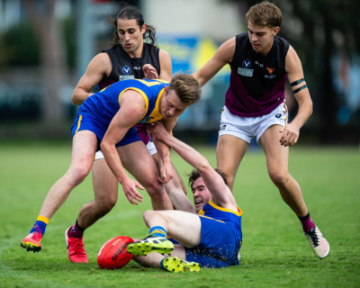 VAFA Round 1 - Premier B Men's, De La Salle vs Old Haileyburians, held at Waverley Oval, Malvern East on 10/4/21 (Credit Image: Dennis Timm Photography)