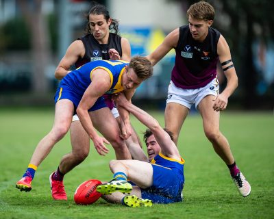VAFA Round 1 - Premier B Men's, De La Salle vs Old Haileyburians, held at Waverley Oval, Malvern East on 10/4/21 (Credit Image: Dennis Timm Photography)