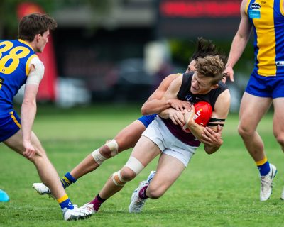 VAFA Round 1 - Premier B Men's, De La Salle vs Old Haileyburians, held at Waverley Oval, Malvern East on 10/4/21 (Credit Image: Dennis Timm Photography)