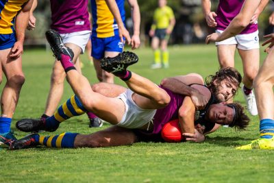 VAFA Round 1 - Premier B Men's, De La Salle vs Old Haileyburians, held at Waverley Oval, Malvern East on 10/4/21 (Credit Image: Dennis Timm Photography)