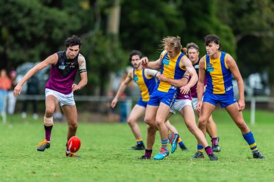 VAFA Round 1 - Premier B Men's, De La Salle vs Old Haileyburians, held at Waverley Oval, Malvern East on 10/4/21 (Credit Image: Dennis Timm Photography)