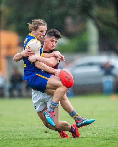 VAFA Round 1 - Premier B Men's, De La Salle vs Old Haileyburians, held at Waverley Oval, Malvern East on 10/4/21 (Credit Image: Dennis Timm Photography)