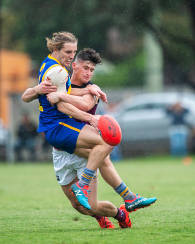 VAFA Round 1 - Premier B Men's, De La Salle vs Old Haileyburians, held at Waverley Oval, Malvern East on 10/4/21 (Credit Image: Dennis Timm Photography)