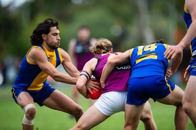 VAFA Round 1 - Premier B Men's, De La Salle vs Old Haileyburians, held at Waverley Oval, Malvern East on 10/4/21 (Credit Image: Dennis Timm Photography)