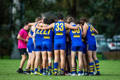 VAFA Round 1 - Premier B Men's, De La Salle vs Old Haileyburians, held at Waverley Oval, Malvern East on 10/4/21 (Credit Image: Dennis Timm Photography)