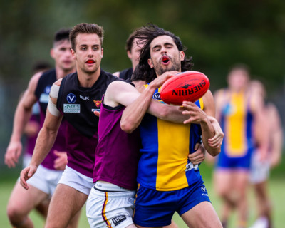 VAFA Round 1 - Premier B Men's, De La Salle vs Old Haileyburians, held at Waverley Oval, Malvern East on 10/4/21 (Credit Image: Dennis Timm Photography)