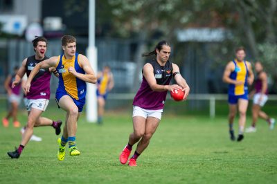 VAFA Round 1 - Premier B Men's, De La Salle vs Old Haileyburians, held at Waverley Oval, Malvern East on 10/4/21 (Credit Image: Dennis Timm Photography)
